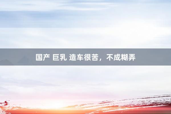 国产 巨乳 造车很苦，不成糊弄