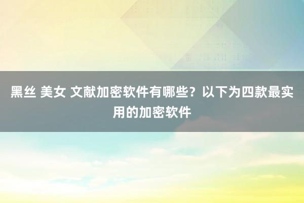 黑丝 美女 文献加密软件有哪些？以下为四款最实用的加密软件